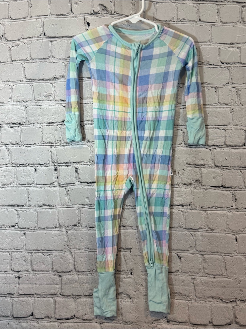 Little Sleepies Pastel Plaid Bamboo Zippie